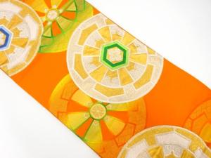 アンティーク　源氏車模様織り出し袋帯（着用可）